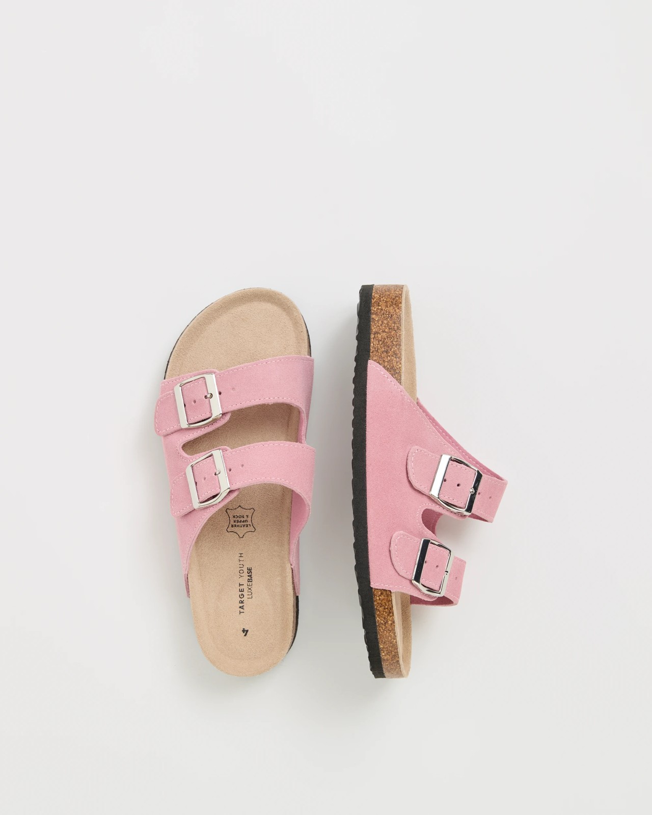 Suede Leather Buckle Moulded Cork Sandals 3 of 3