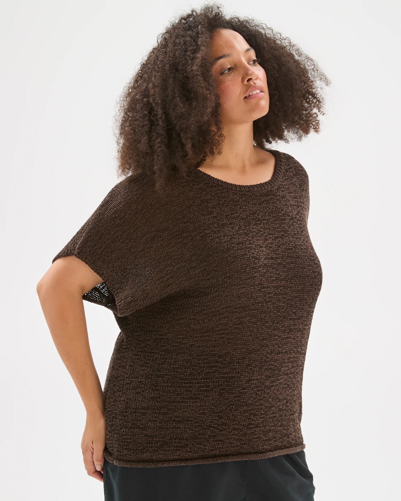 Plus Size Australian Cotton Blend Tape Yarn Knit T-Shirt 3 of 6