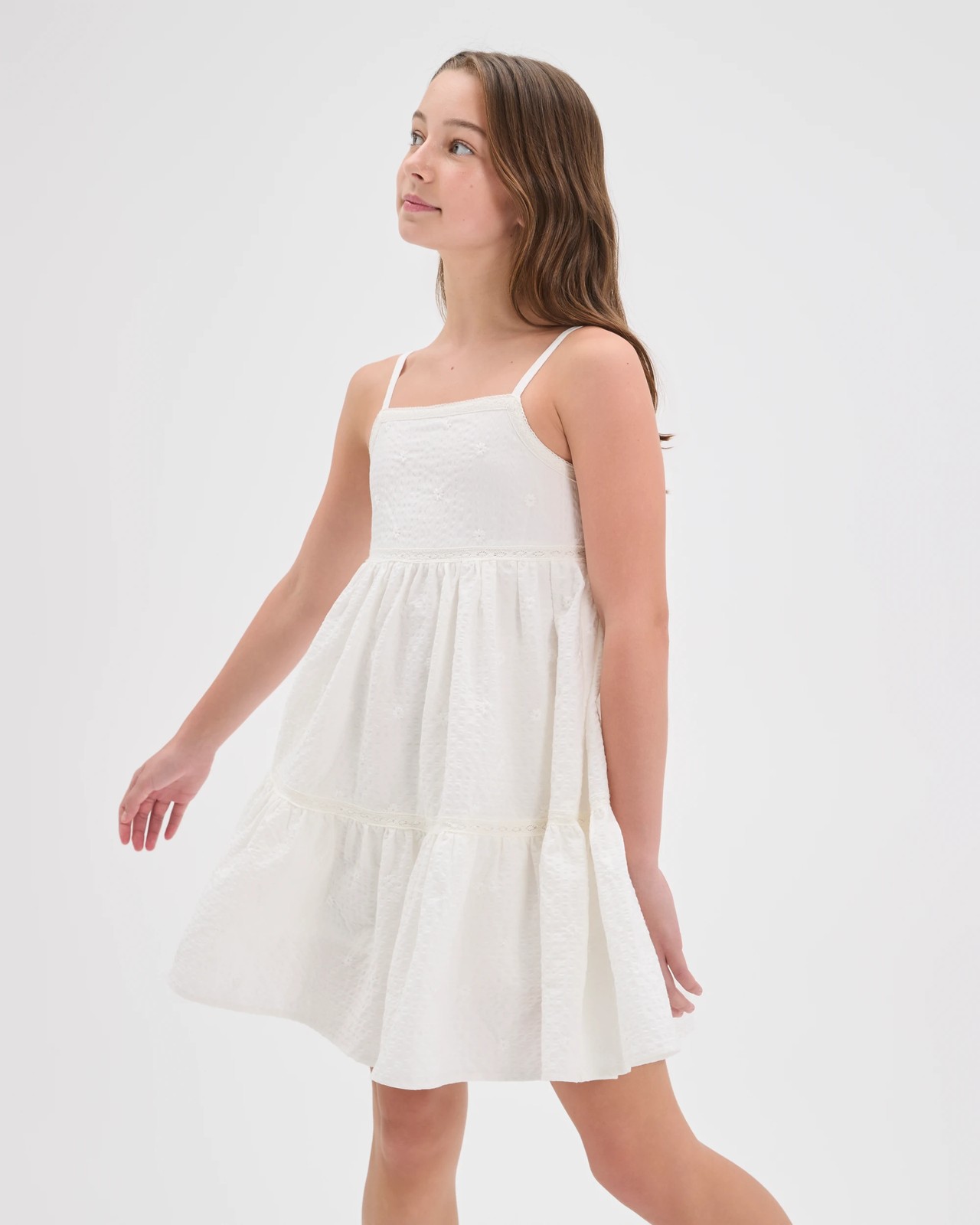 Cotton Blend Embroidered Special Occasion Dress - White 2 of 6