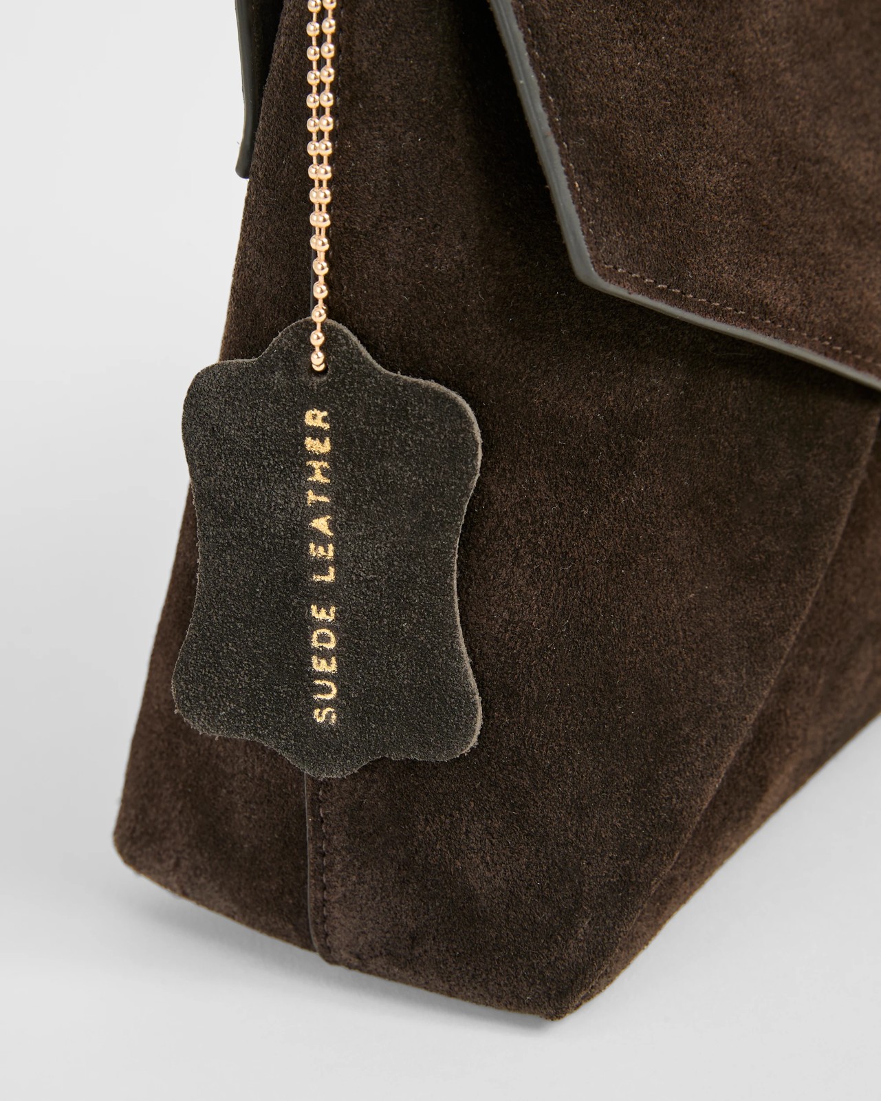 Premium Suede Leather Envelope Crossbody Bag - Bitter Choocolate 3 of 4