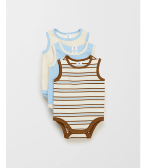Organic Cotton Baby Rib Bodysuit 3 Pack