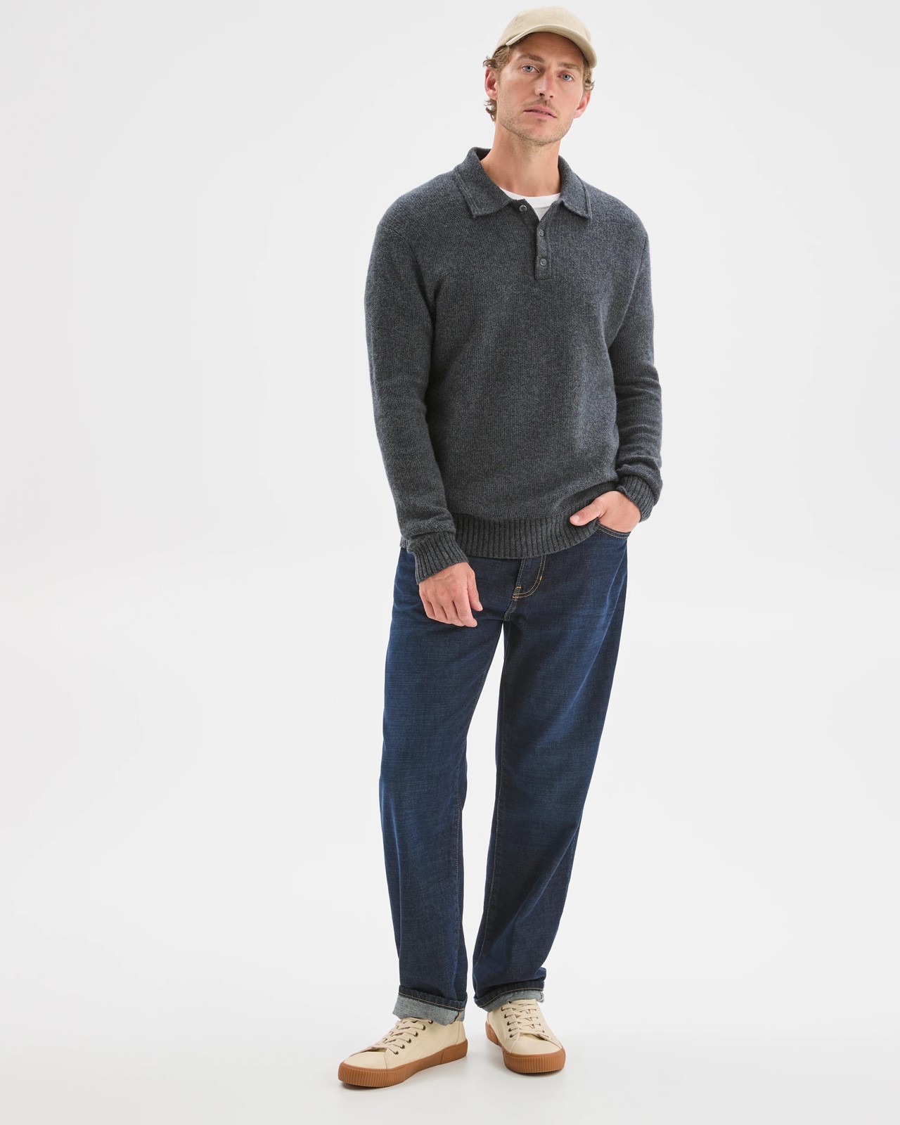 Lambswool Long Sleeve Knit Polo Top 2 of 5