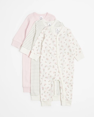 Baby Organic Cotton Coveralls 3 Pack