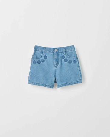 Broderie Embroidered Denim Shorts