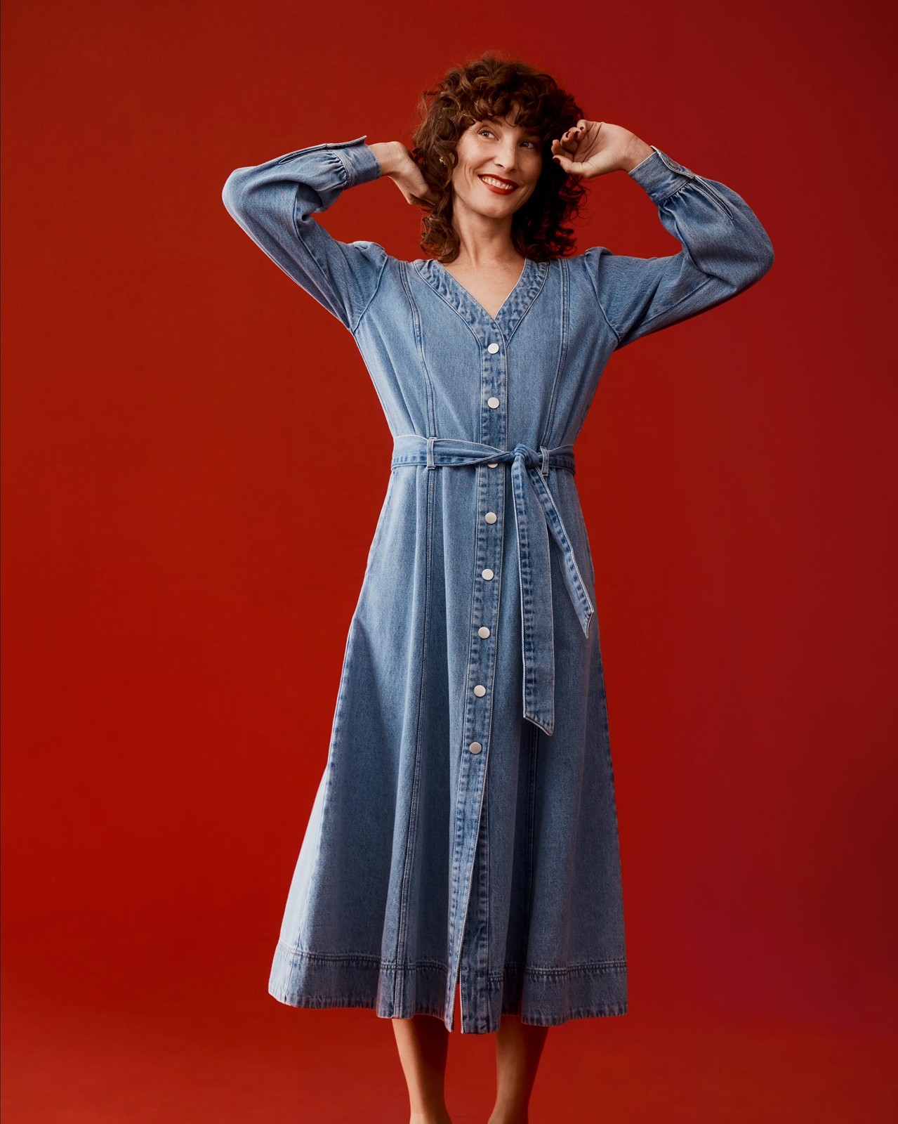 Long Sleeve Maxi Denim Dress 6 of 6