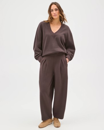 Active Australian Cotton Blend Sueded Rib Barrel Leg Pants