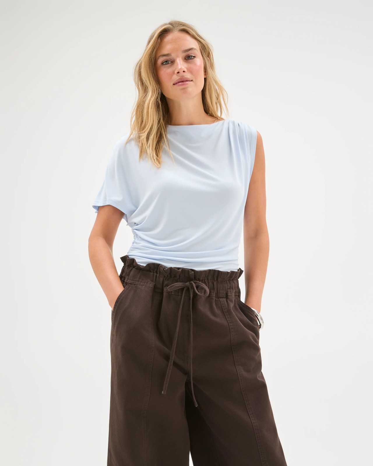 Lily Loves Asymmetrical Drape Top - Matcha 2 of 5