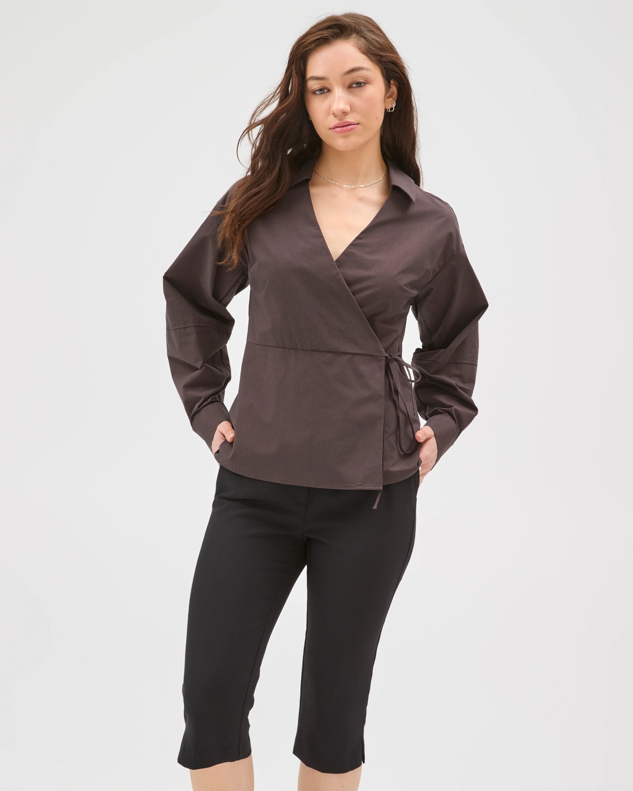 Lily Loves Australian Cotton Wrap Poplin Shirt - Truffle 2 of 5