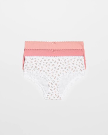Womens Australian Cotton & Lace Boyleg Briefs 3 Pack
