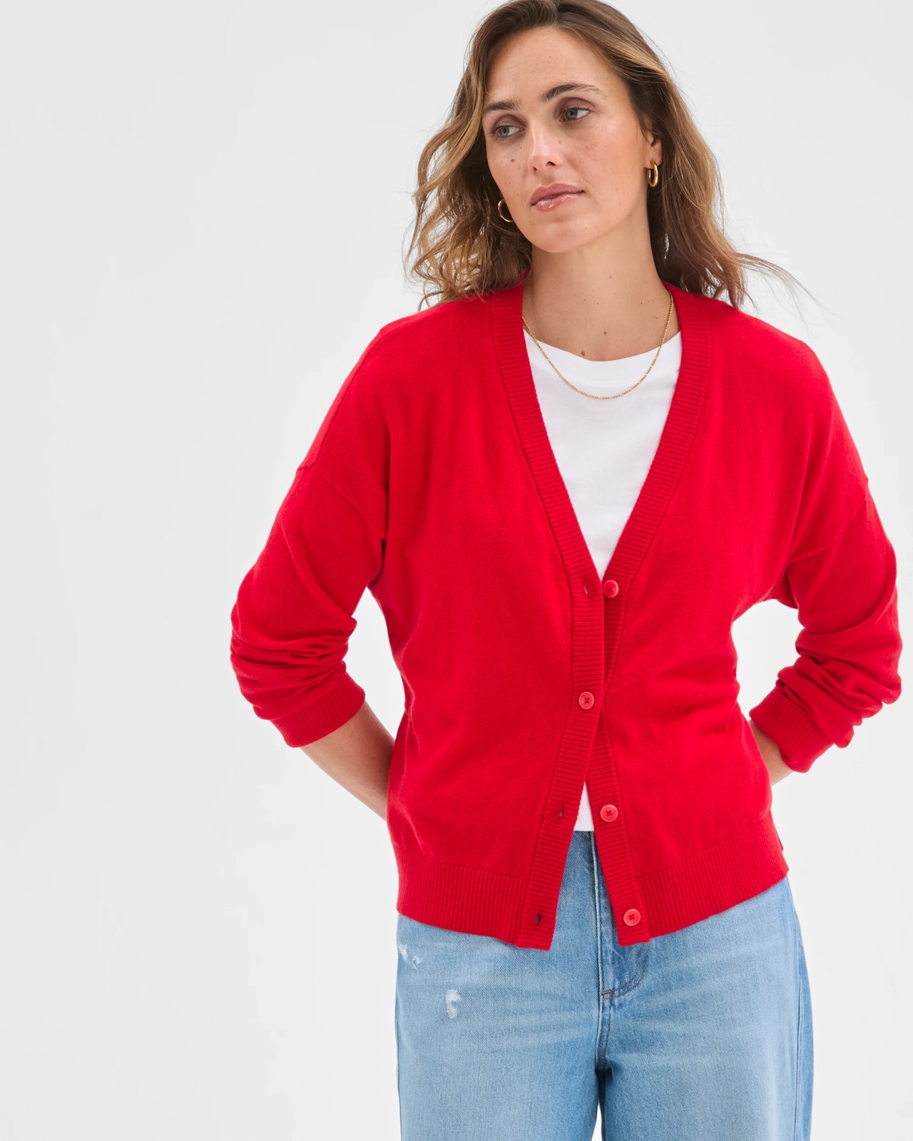 Australian Cotton Knit Cardigan - True Red 4 of 6