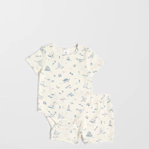 Organic Cotton Baby Bodysuit and Shorts 2 Piece Set thumbnail 2