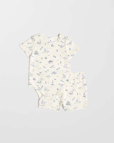 Organic Cotton Baby Bodysuit and Shorts 2 Piece Set