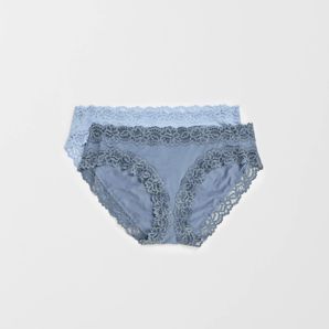 Womens Modal and Lace Bikini Briefs 2 Pack thumbnail 2