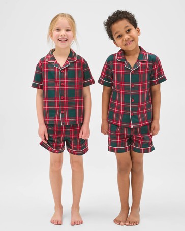 Family Matching Christmas Australian Cotton Younger Kids Pyjama Set - Tartan