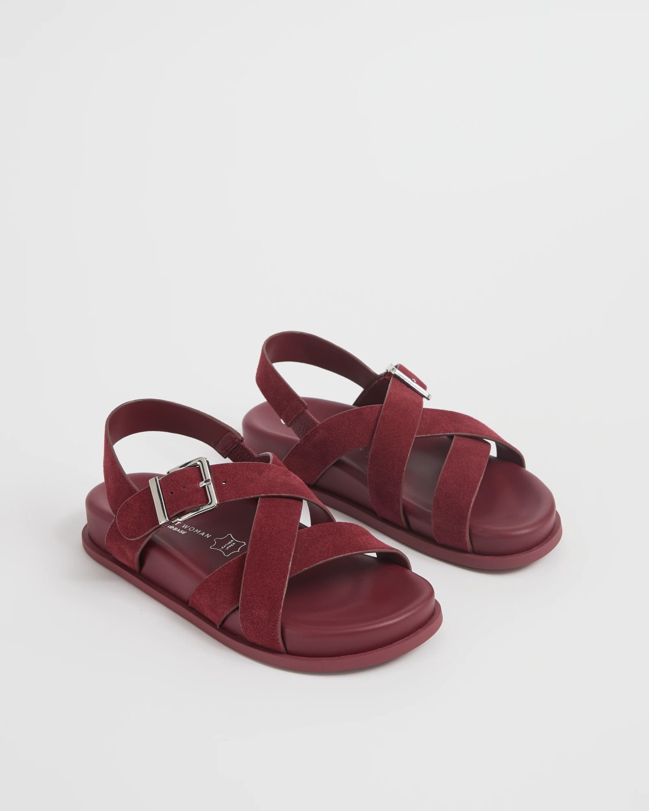 Genuine Suede Leather Strap Sandals - Danny - Burgundy Suede 2 of 3