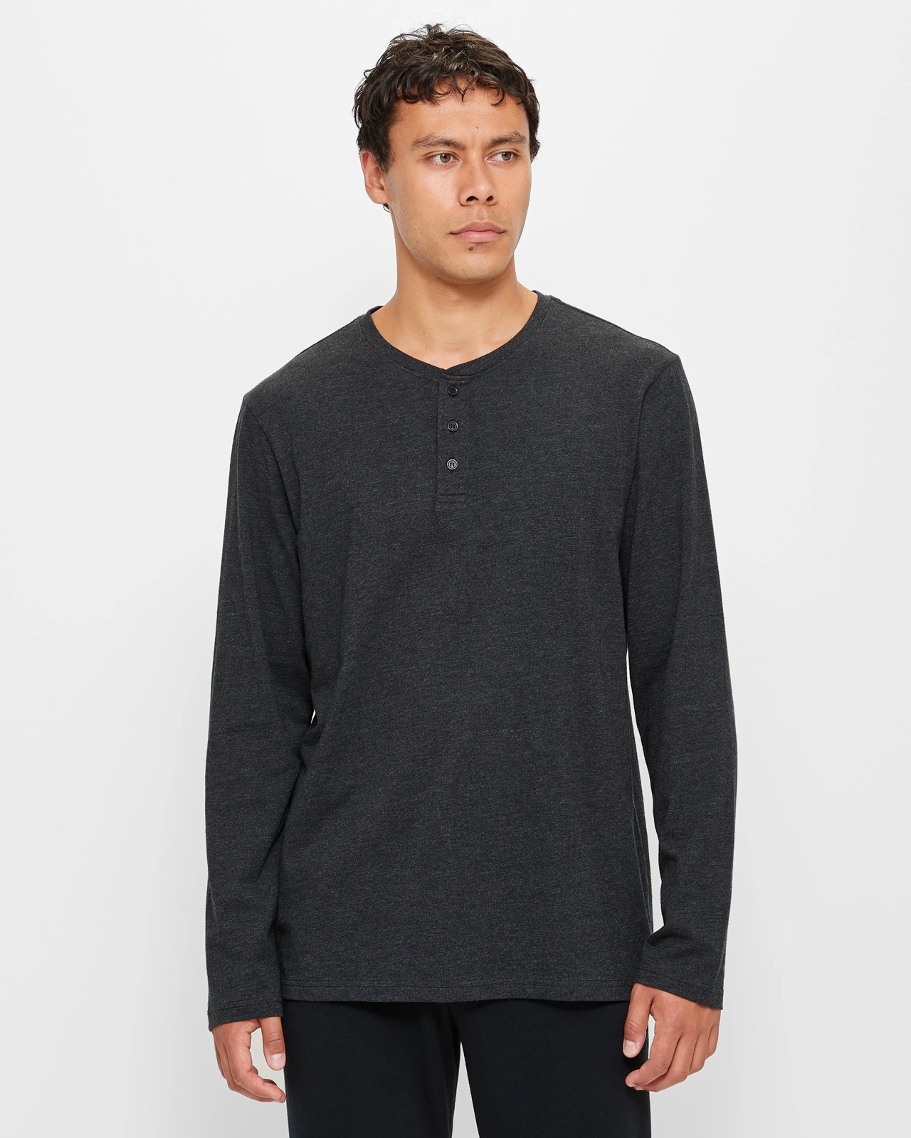 Long sleeve discount henley sleep shirt