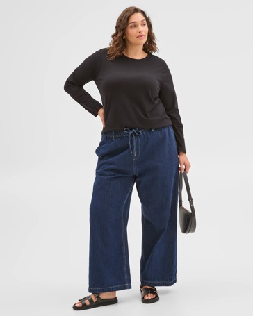 Plus Size Australian Cotton Long Sleeve Crew T-Shirt