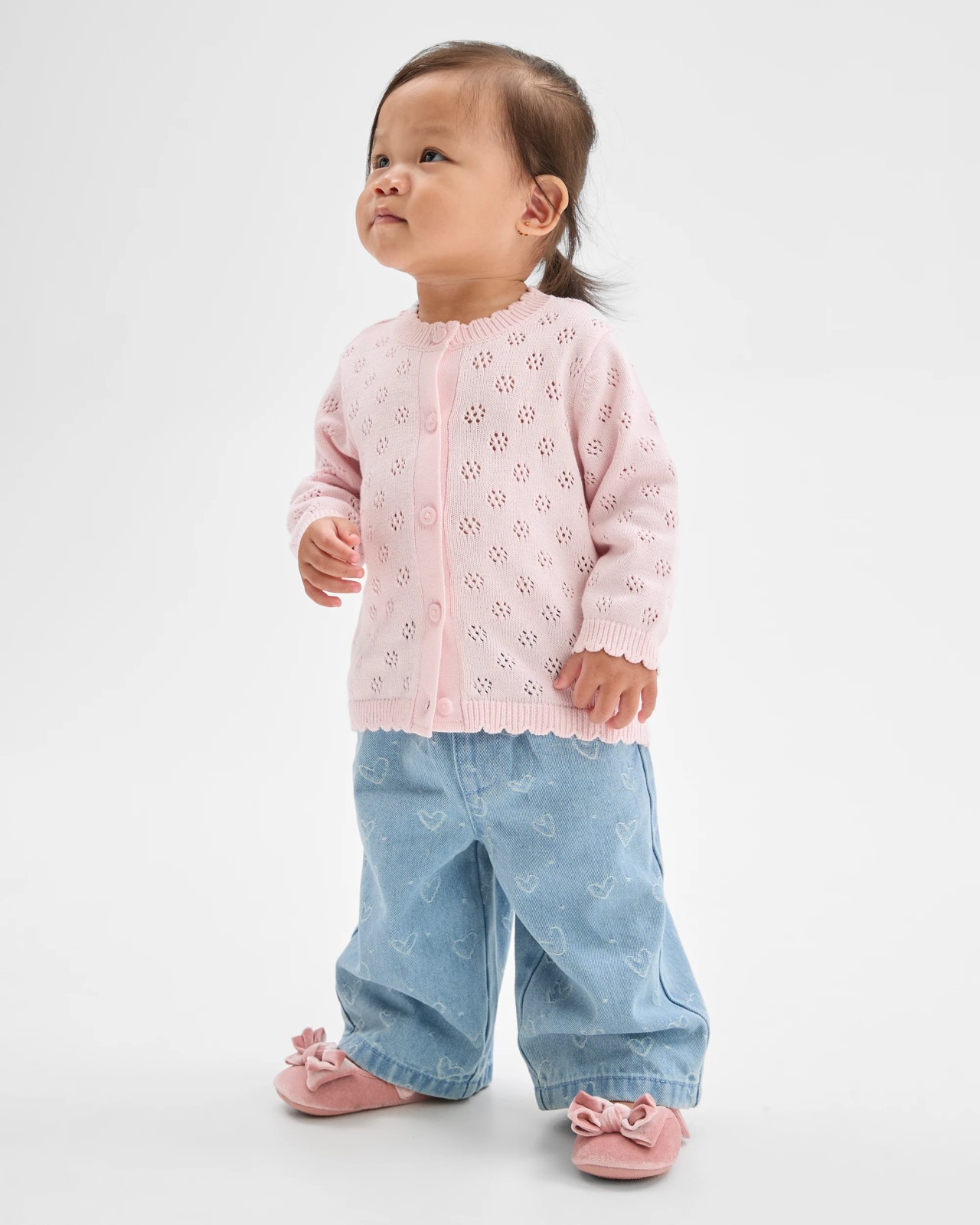 Baby Organic Cotton Pointelle Cardigan - Ballet Slipper 3 of 6