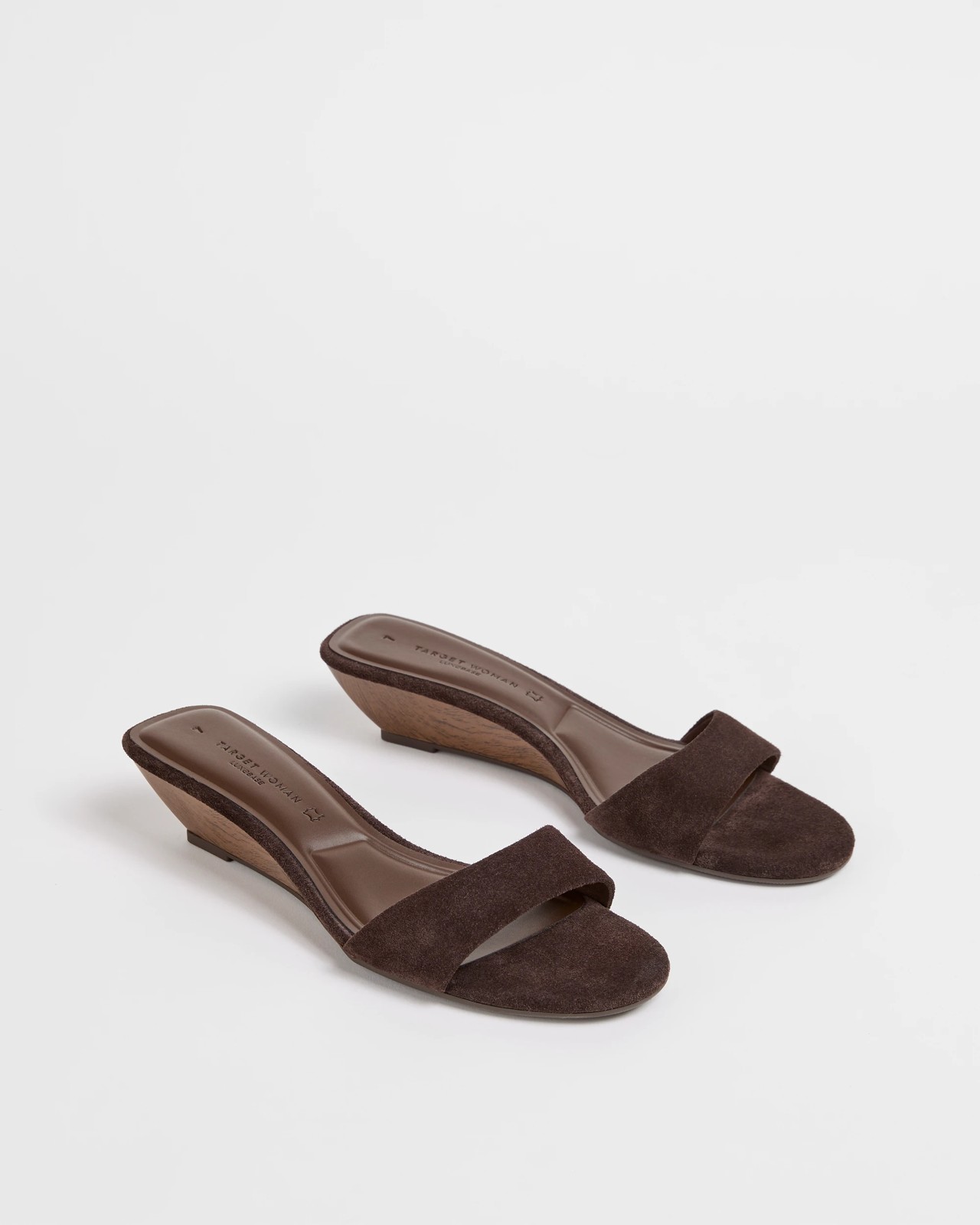 Genuine Suede Leather Single Strap Low Wedge Heels 2 of 3
