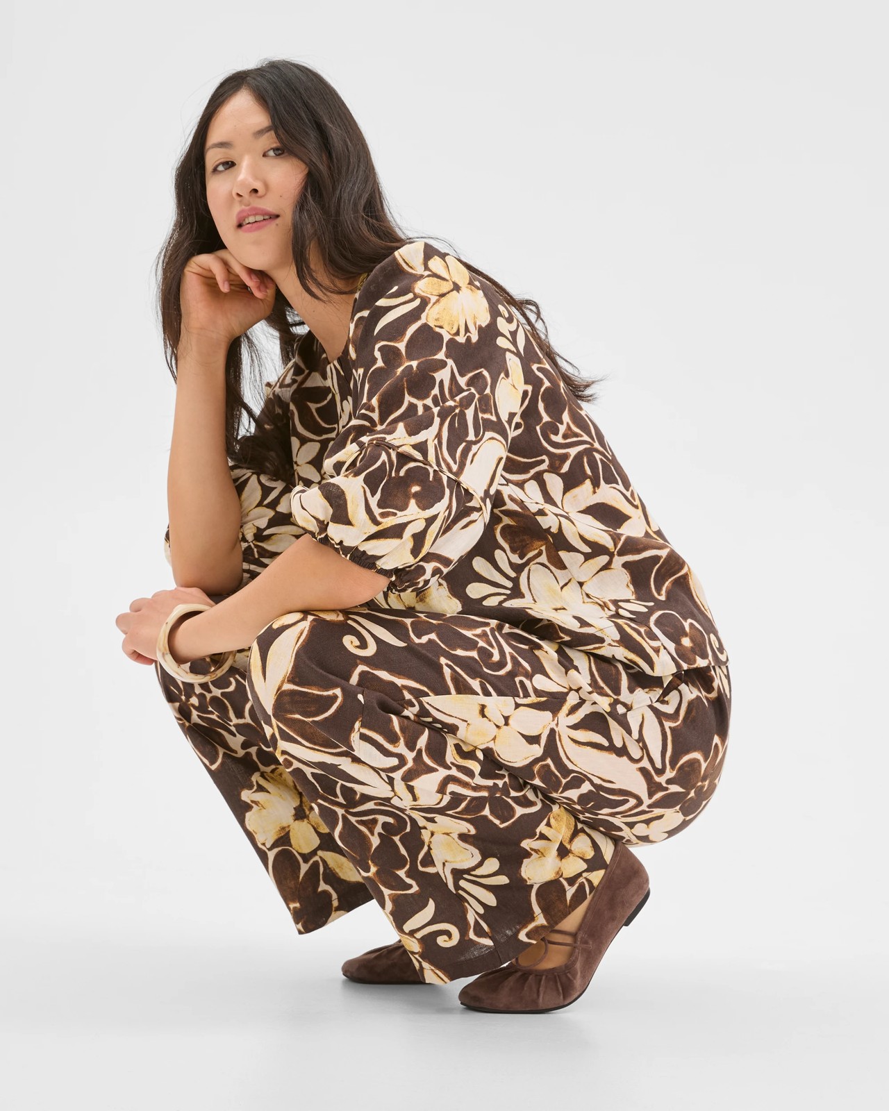 European Linen Wide Leg Pants - Scattered Floral 2 of 6