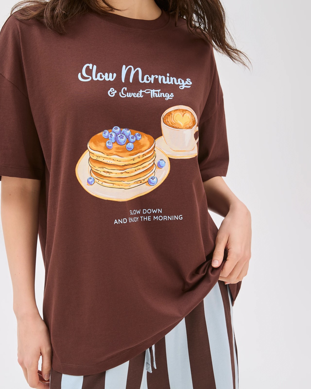 Lily Loves Australian Cotton Boyfriend Jersey Sleep T-Shirt - Brown Pancakes 3 of 6