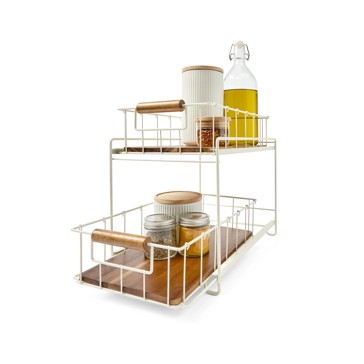 Off White and Acacia 2 Tier Drawers - Anko