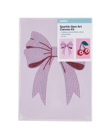 Anko Sparkle Gem Art Canvas Kit - Bow & Cherry