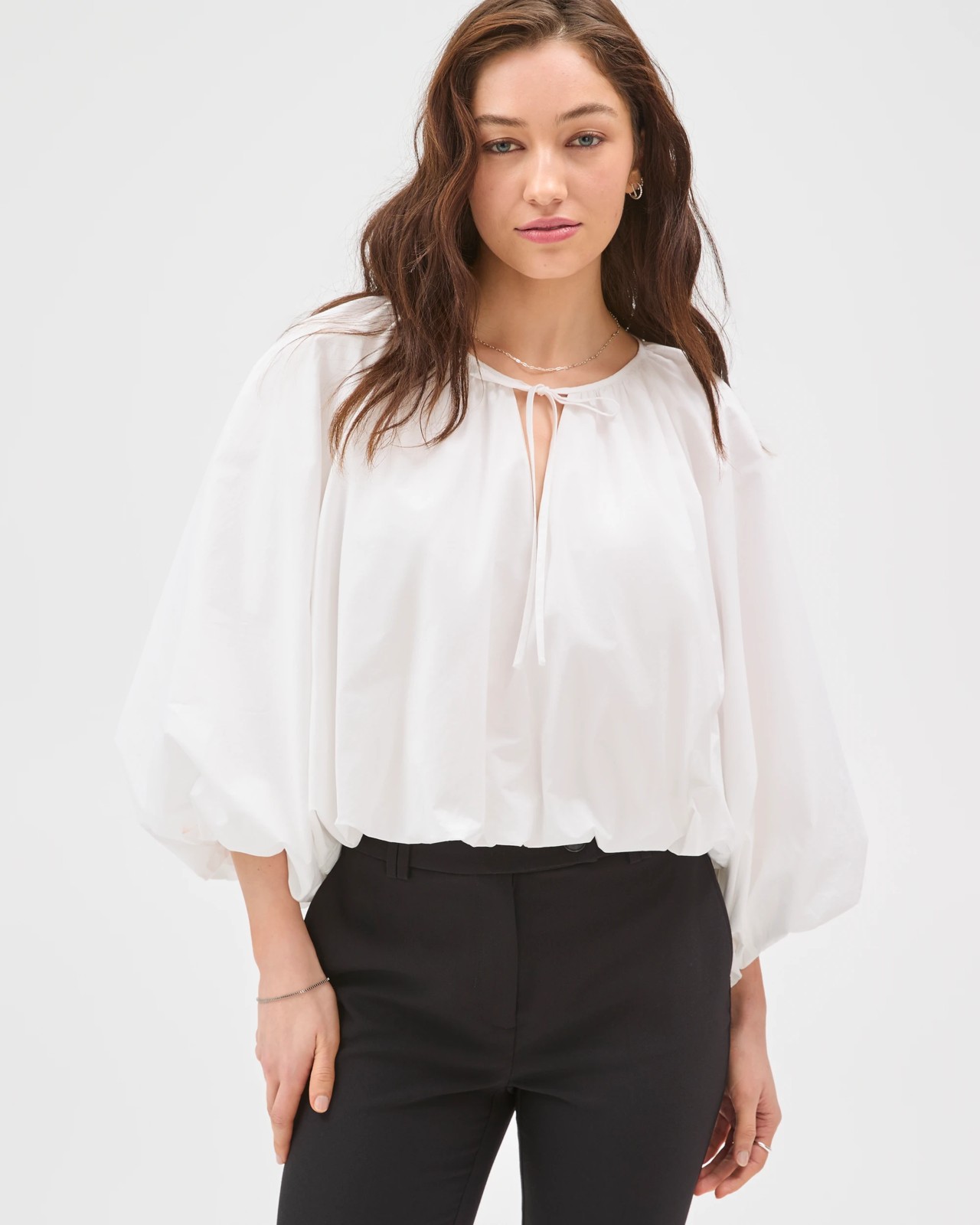 Lily Loves Long Balloon Sleeve Top - White 3 of 6