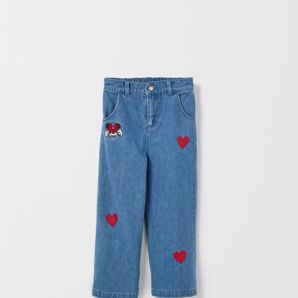 Minnie Mouse Embroidered Wide Leg Denim Jeans product image