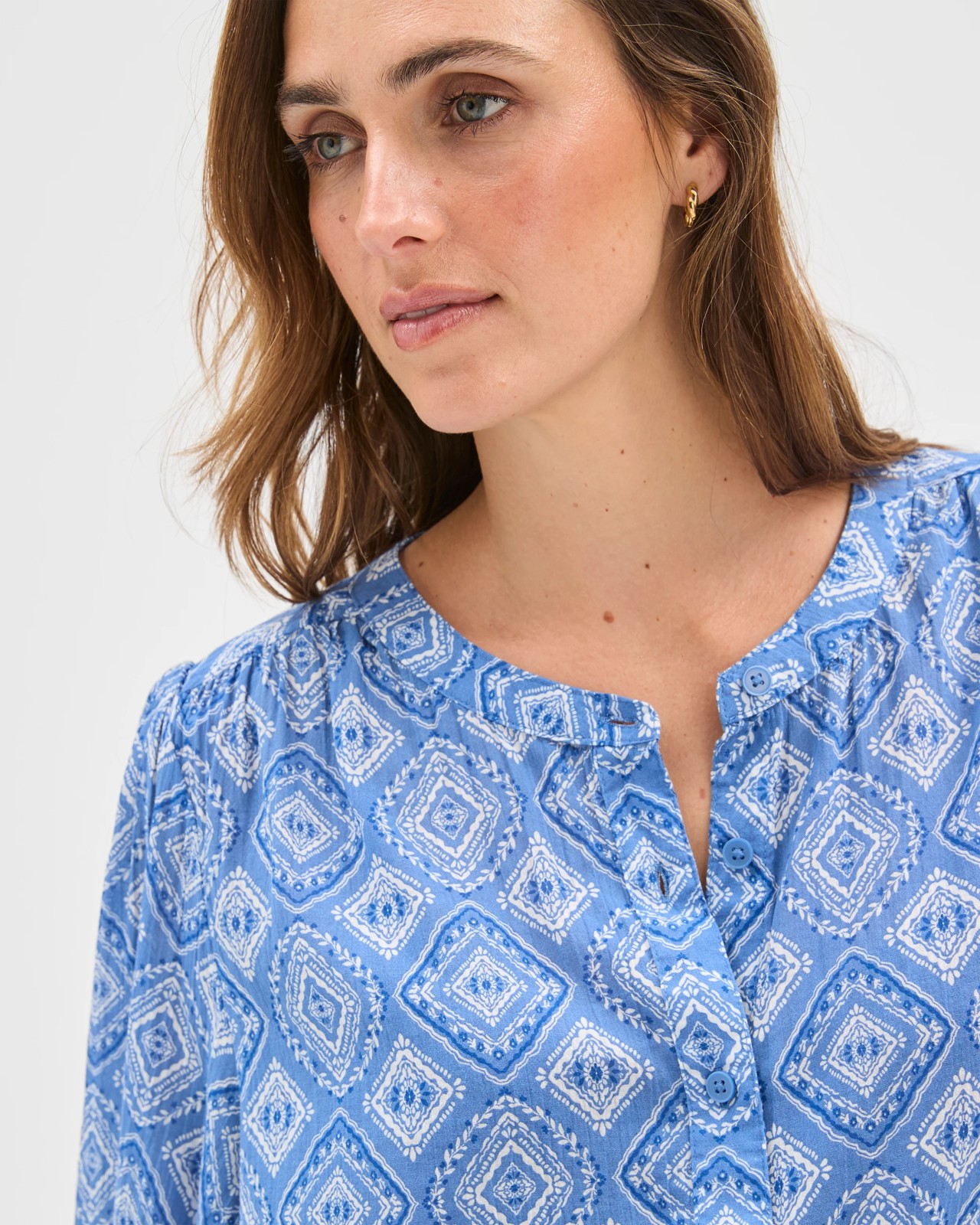 3/4 Sleeve Femme Print Blouse - Geo Print 5 of 5