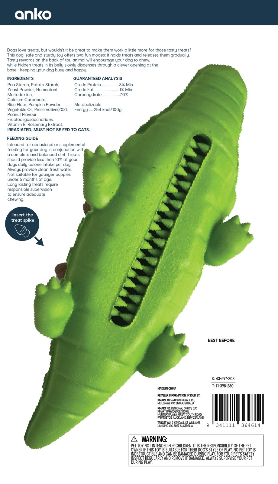 Anko Pet Toy Chew 2-in-1 Alligator - Large 4 of 4