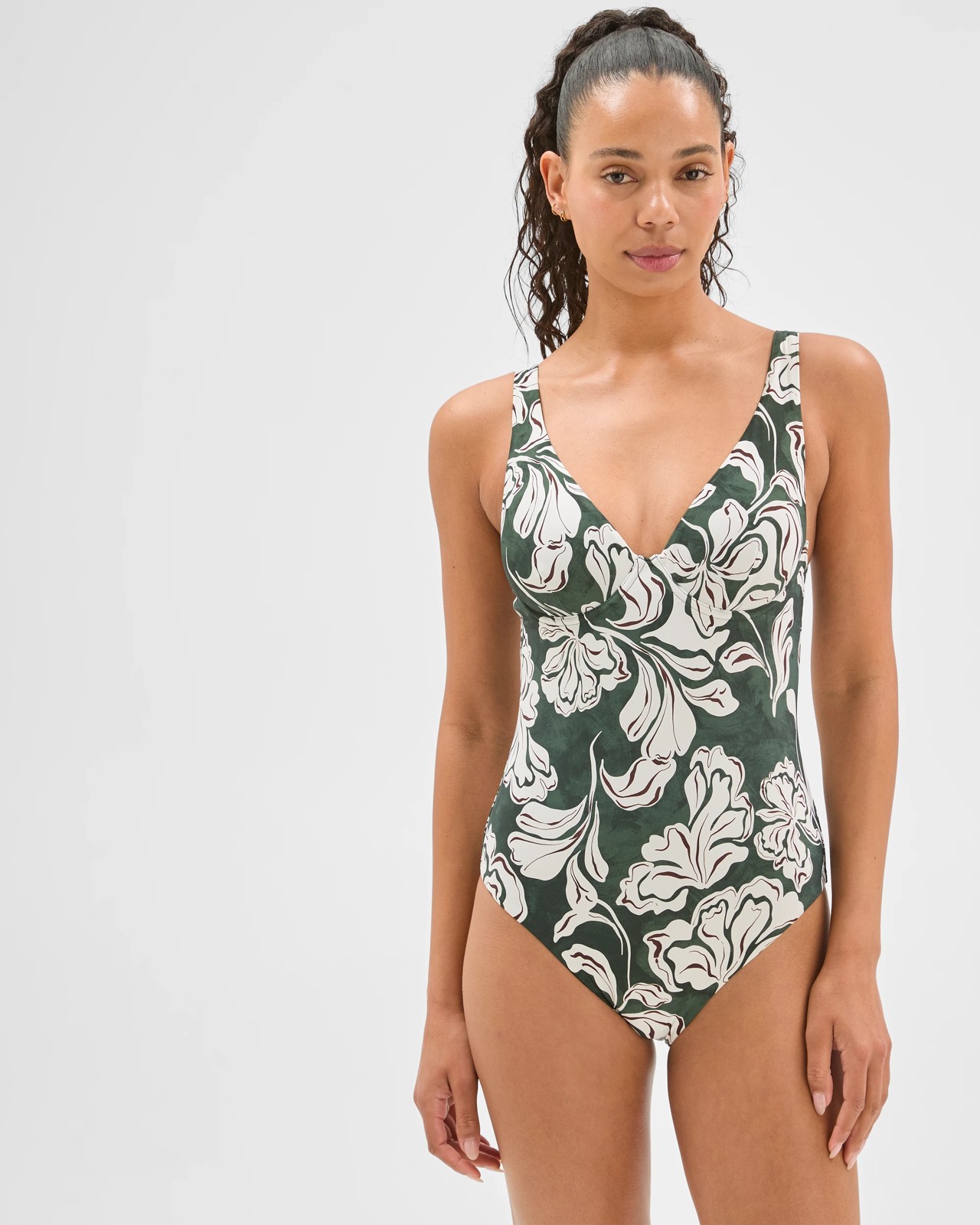 Shape Your Body V-Neck Underwire One Piece Bathers - 2-Tone Floral 5 of 6