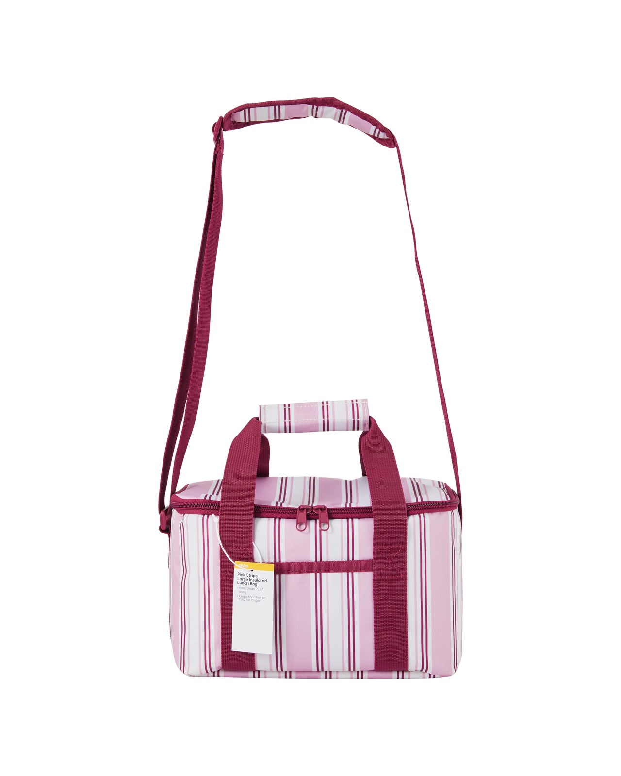 Anko Pink Stripe Large Insulated Lunch Bag 5 of 5