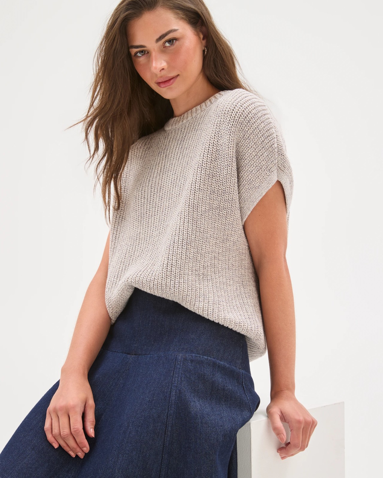 Petites Australian Cotton Short Sleeve Twist Knit Top 3 of 6