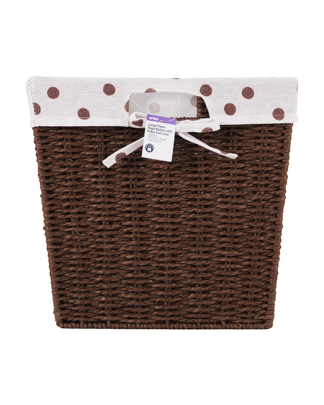 Anko Large Paper Rope Basket with Polka Dot Liner - Beige 4 of 4