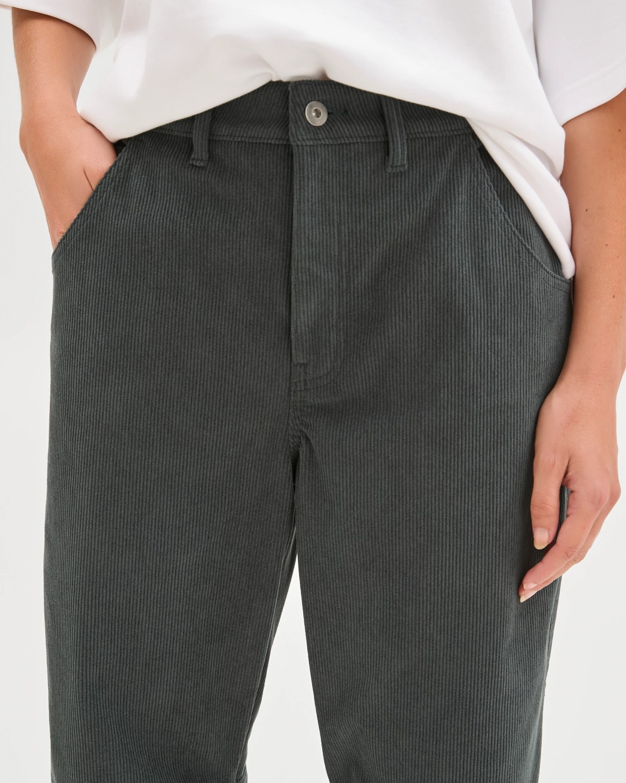 Crop Length Wide Leg Corduroy Pants - Midnight Jade 5 of 6