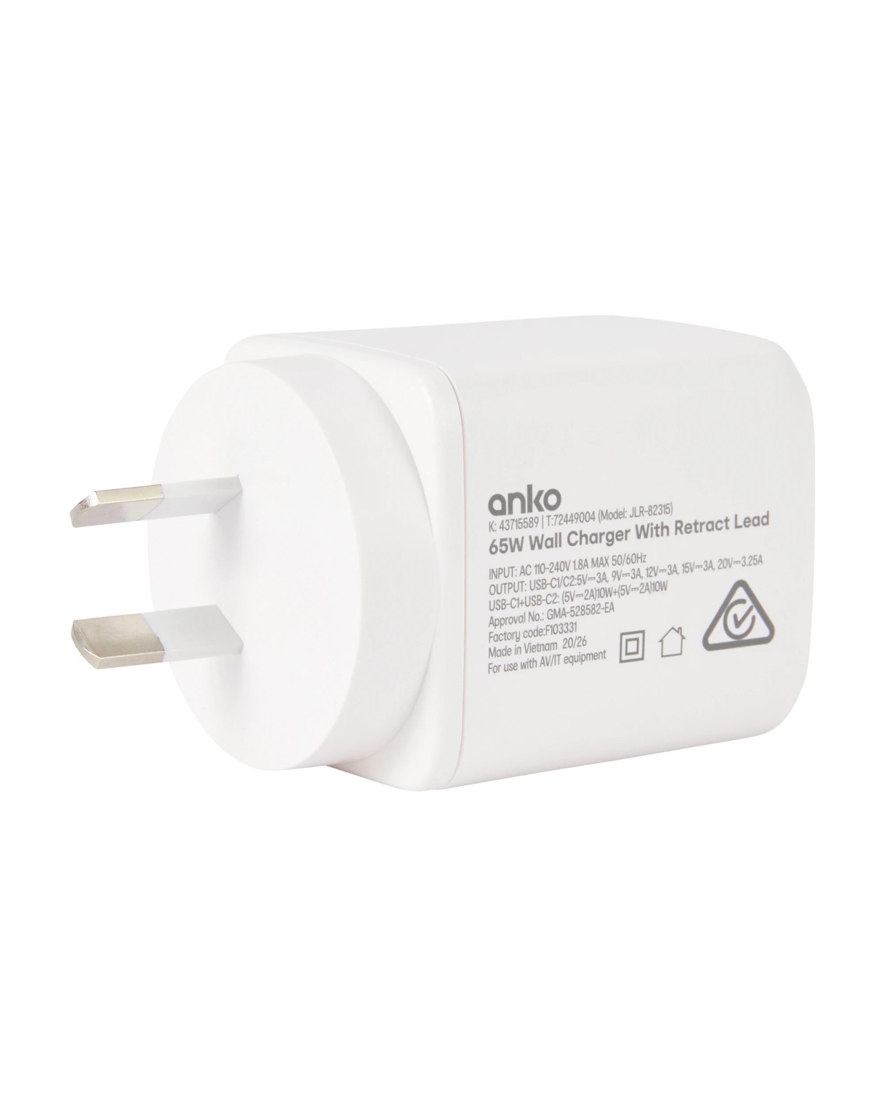 Anko Wall Charger with Retract Lead 4 of 5
