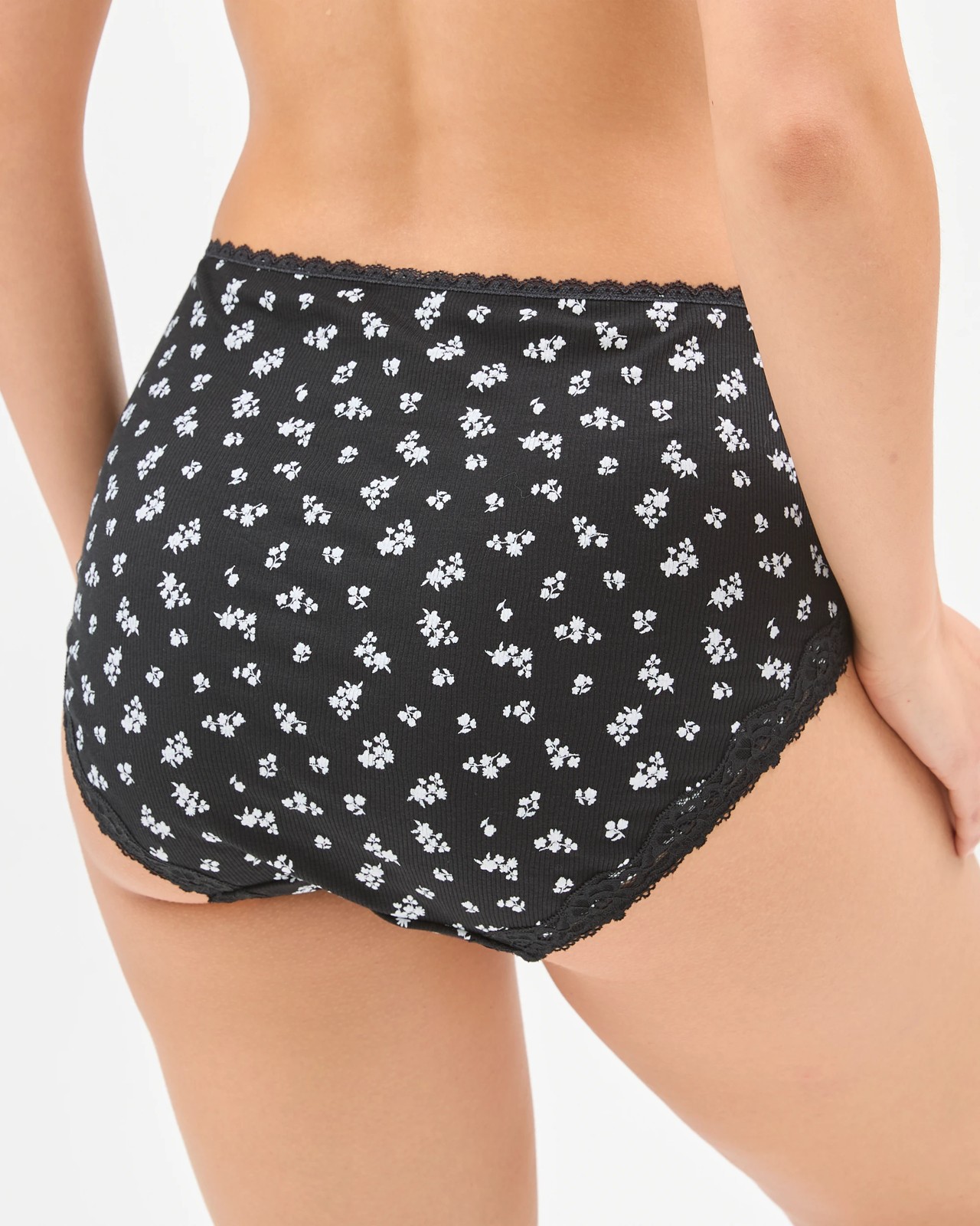 Australian Cotton Blend 3 Pack Full Briefs - Bare Beauty/Gardenia/Black Floral 4 of 4