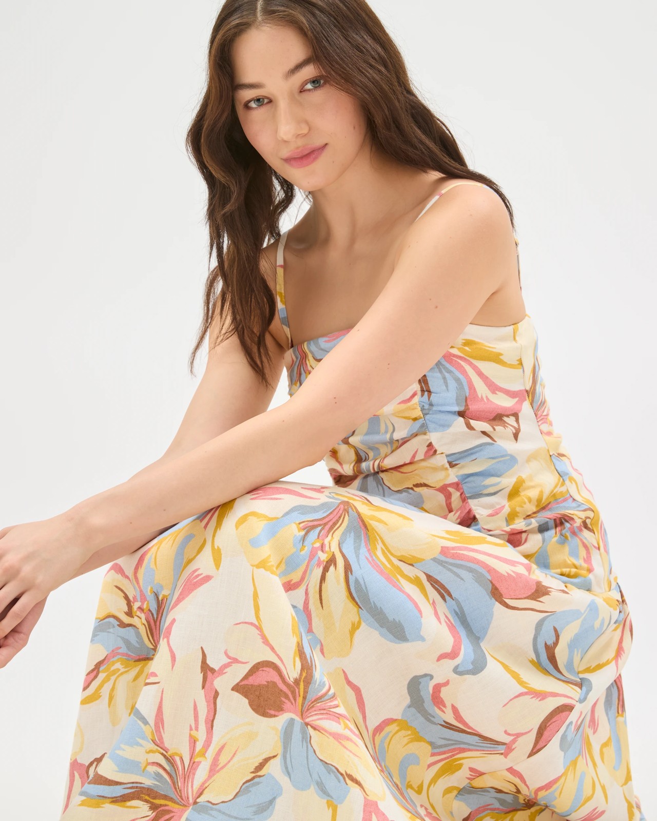 Lily Loves European Linen Drop Waist Maxi Dress - Vintage Floral 2 of 5