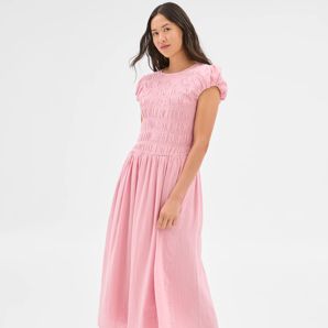 Australian Cotton Shirred Bodice Midi Dress product image