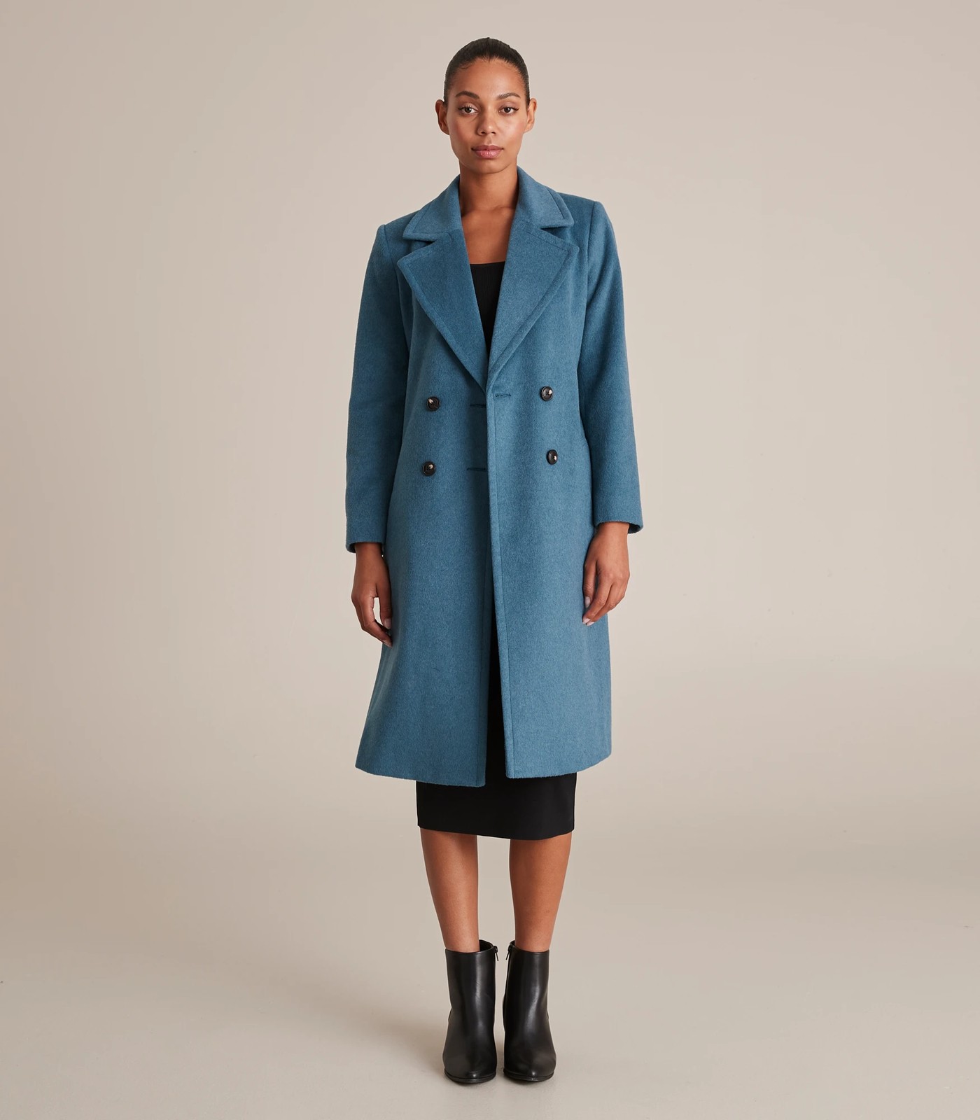 Blue wool wrap outlet coat