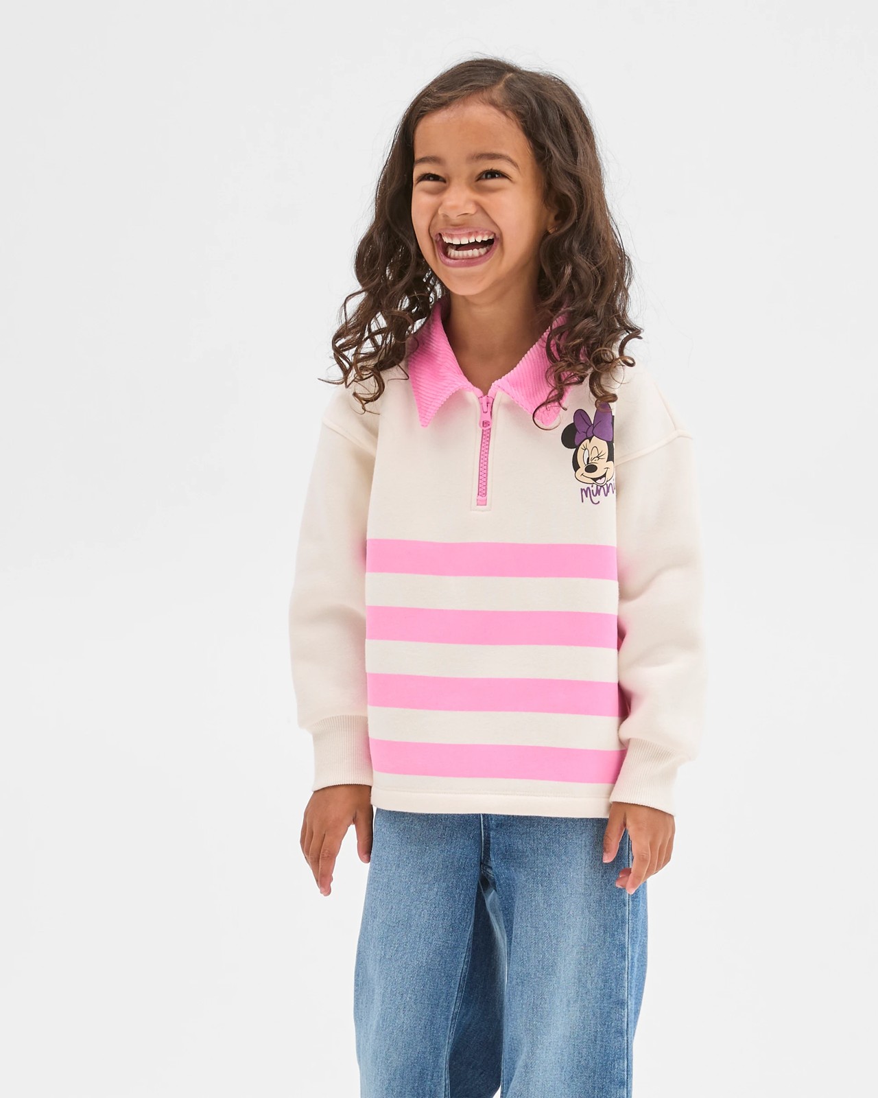 Minnie Mouse Australian Cotton Fleece 1/4 Zip Corduroy Collar Sweat Top 2 of 6