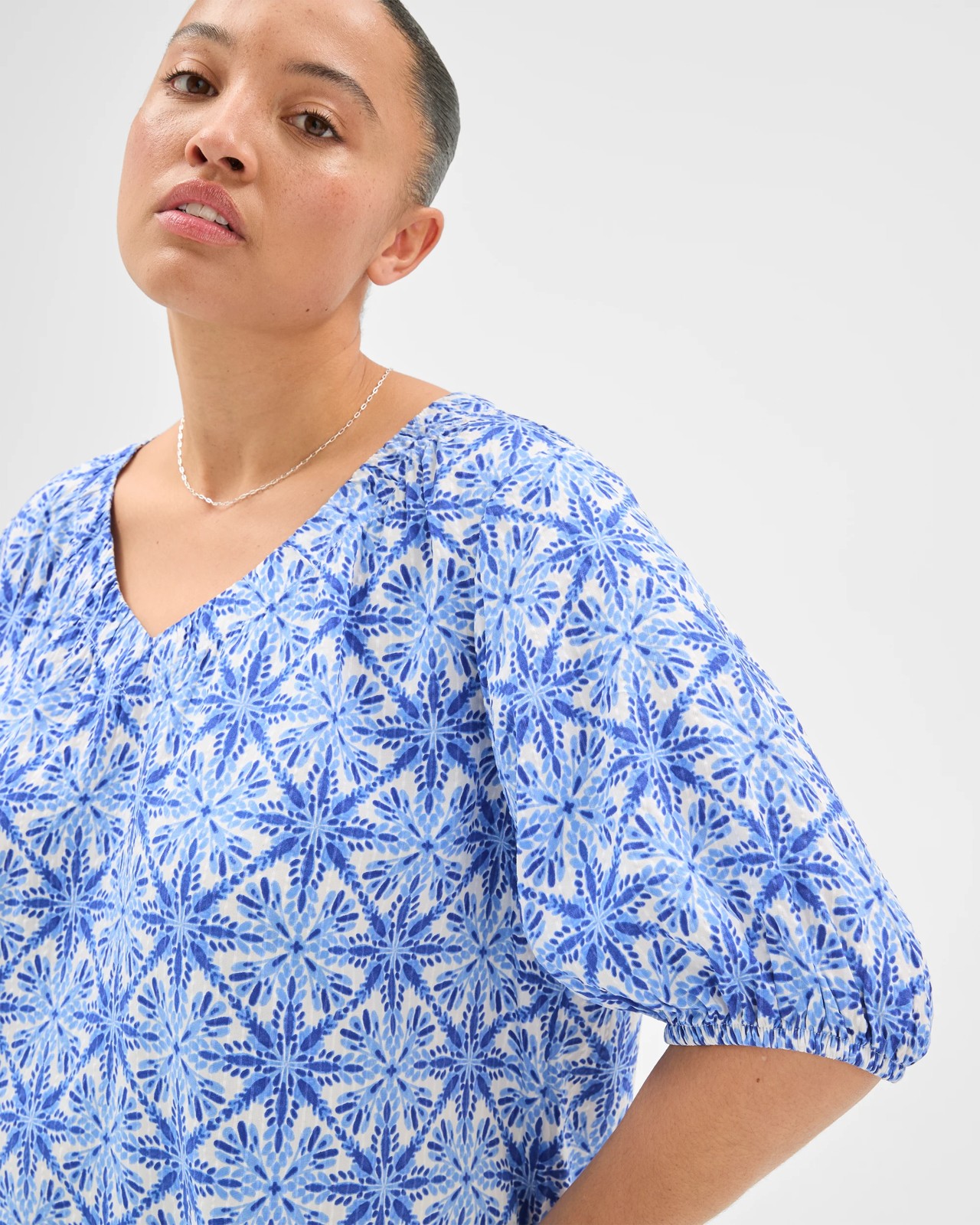 Plus Size Gathered V-Neck Blouse 4 of 5