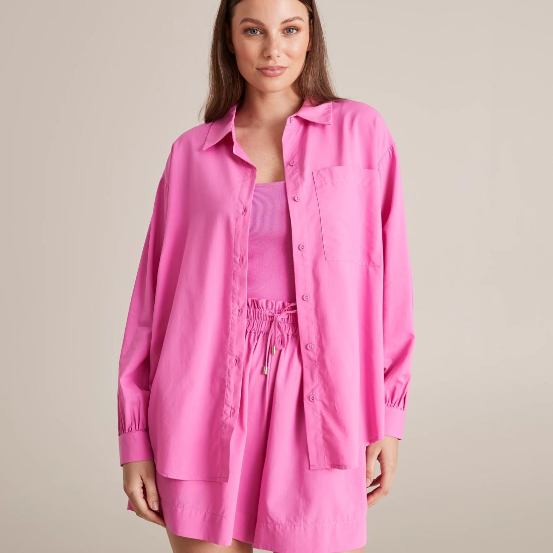 Oversized Button Through Shirt - Preview - Fiji Flower Pink | Target ...
