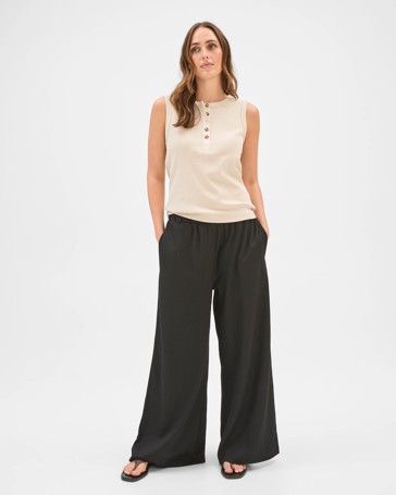 Pull On Textured Wide Leg Pants
