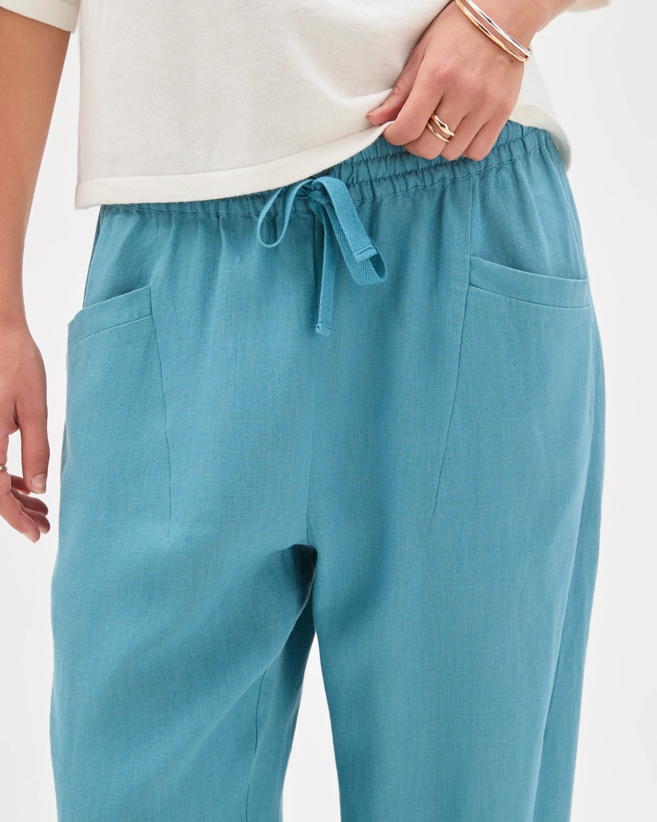European Linen Tapered Pants - Soft Ocean 4 of 6