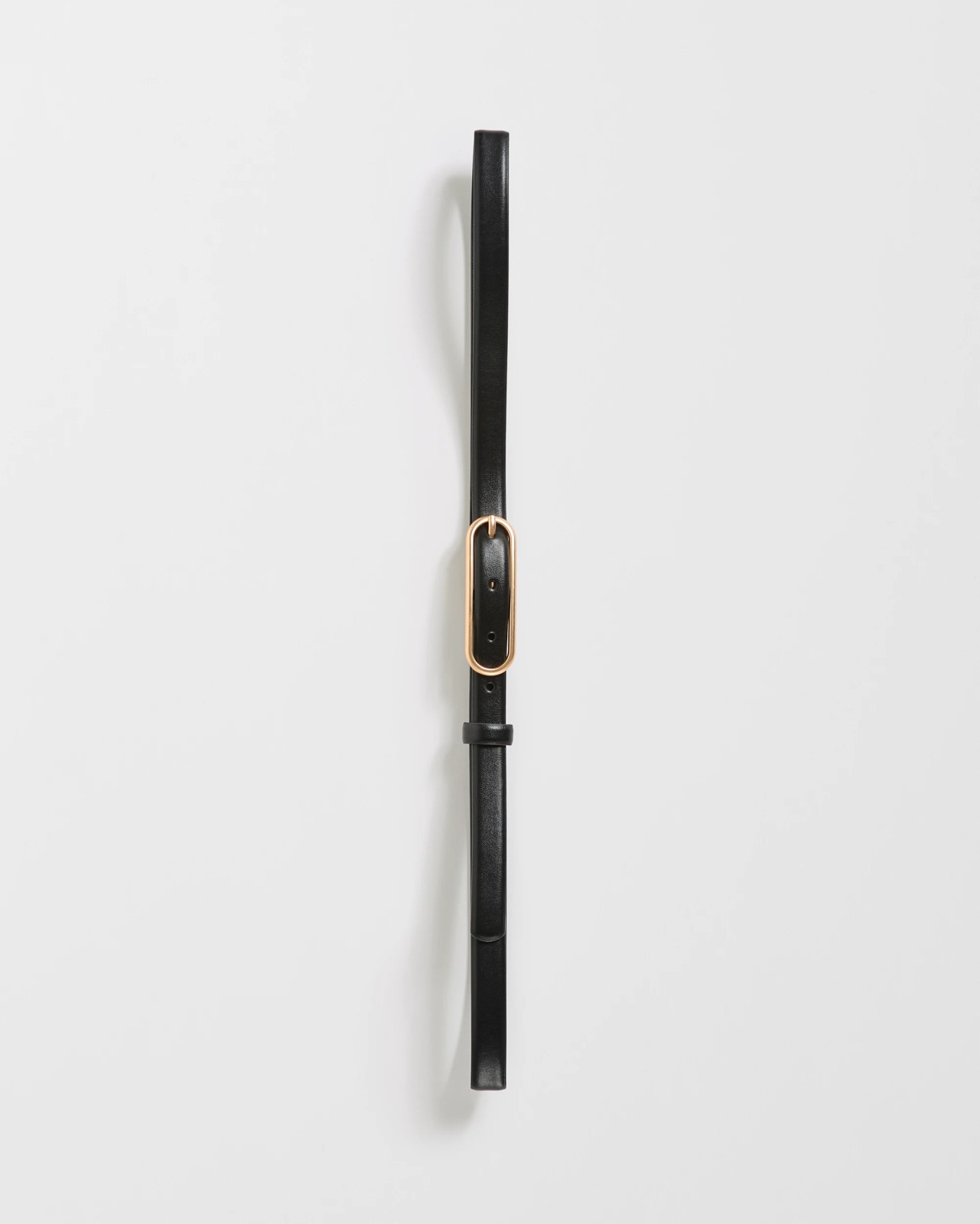 Elongated Oval Buckle Slim Belt - Black 2 of 3