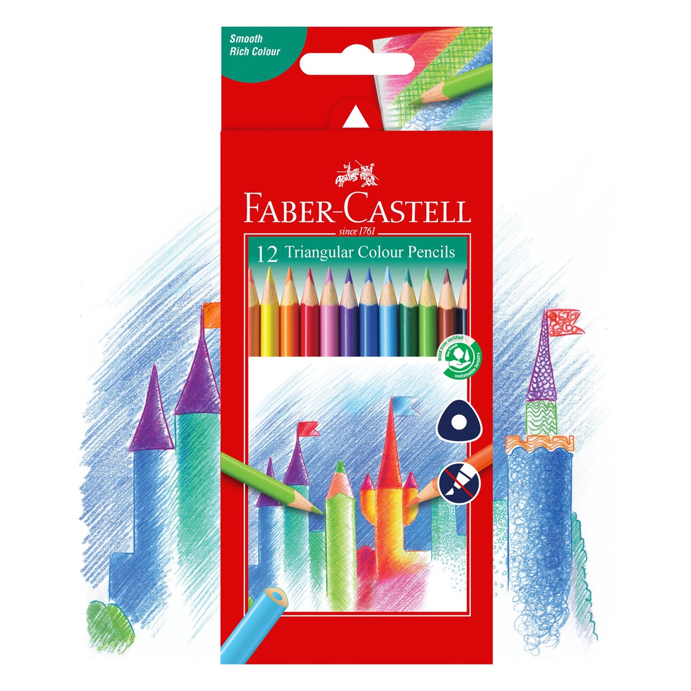 Faber-Castell 12 Pack Tri-Grip Colour Pencils