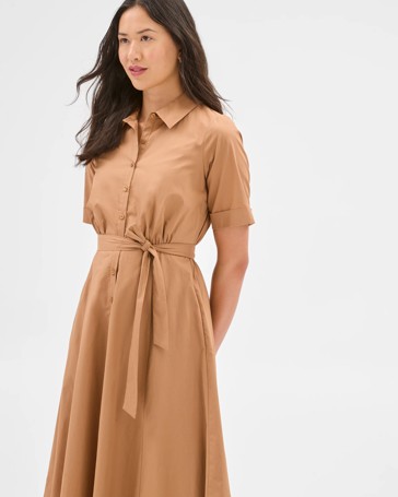 Australian Cotton Midi Shirt Dress - Preview