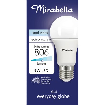Mirabella E27 9W LED Cool White GLS Everyday Globe
